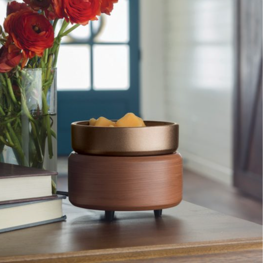 Pewter Walnut Candle Warmer and Dish