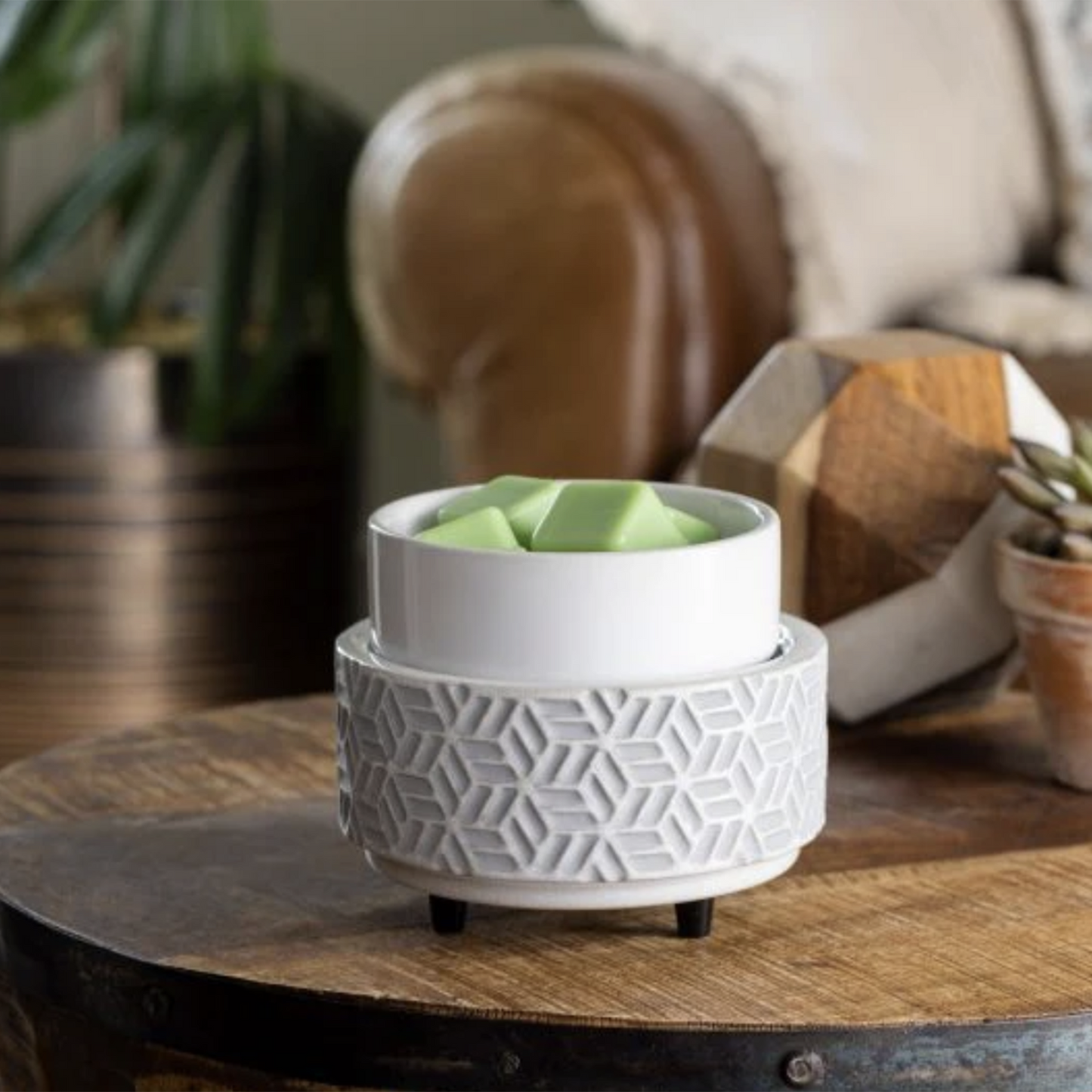 Stone Hexagon Candle Warmer & Dish